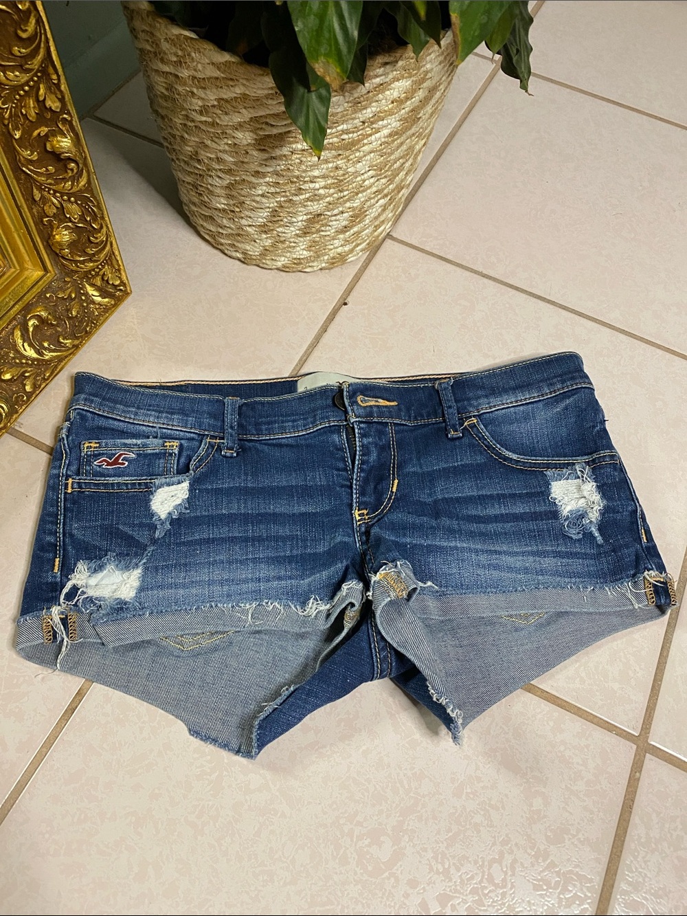 Vintage Hollister Y2K Dark Blue Low Rise Denim Shorts